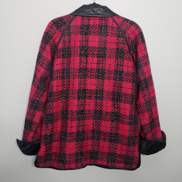 Bob Mackie Red Plaid Tweed Wearable Art Jacket S - Picture 9 of 12